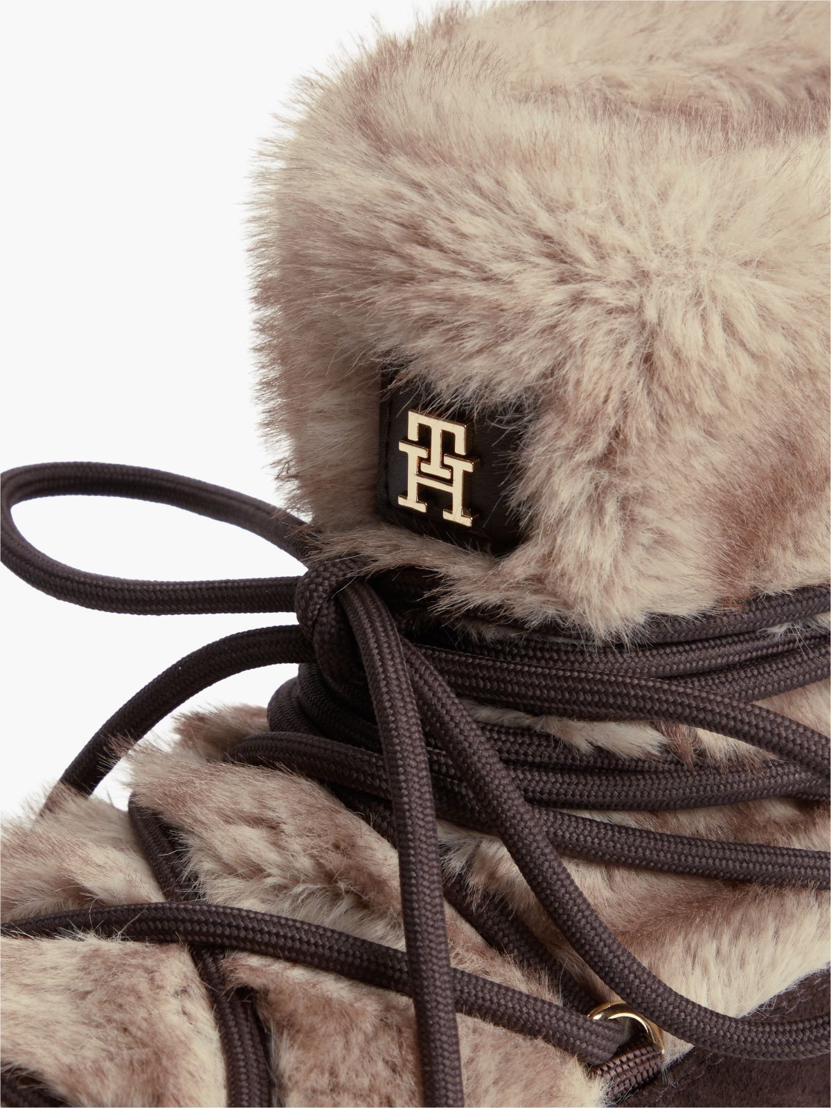 Faux Fur Water Resistant Suede Snow Boots — Brown