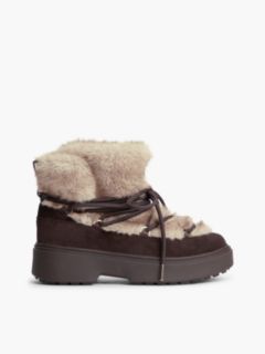 Faux Fur Water Resistant Suede Snow Boots — Brown 1