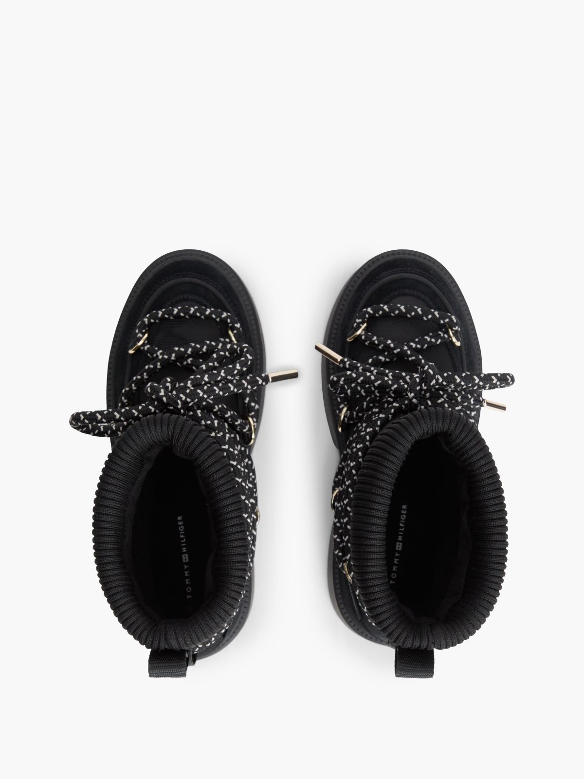 Water Resistant Cleat Lace-Up Snow Boots — Black