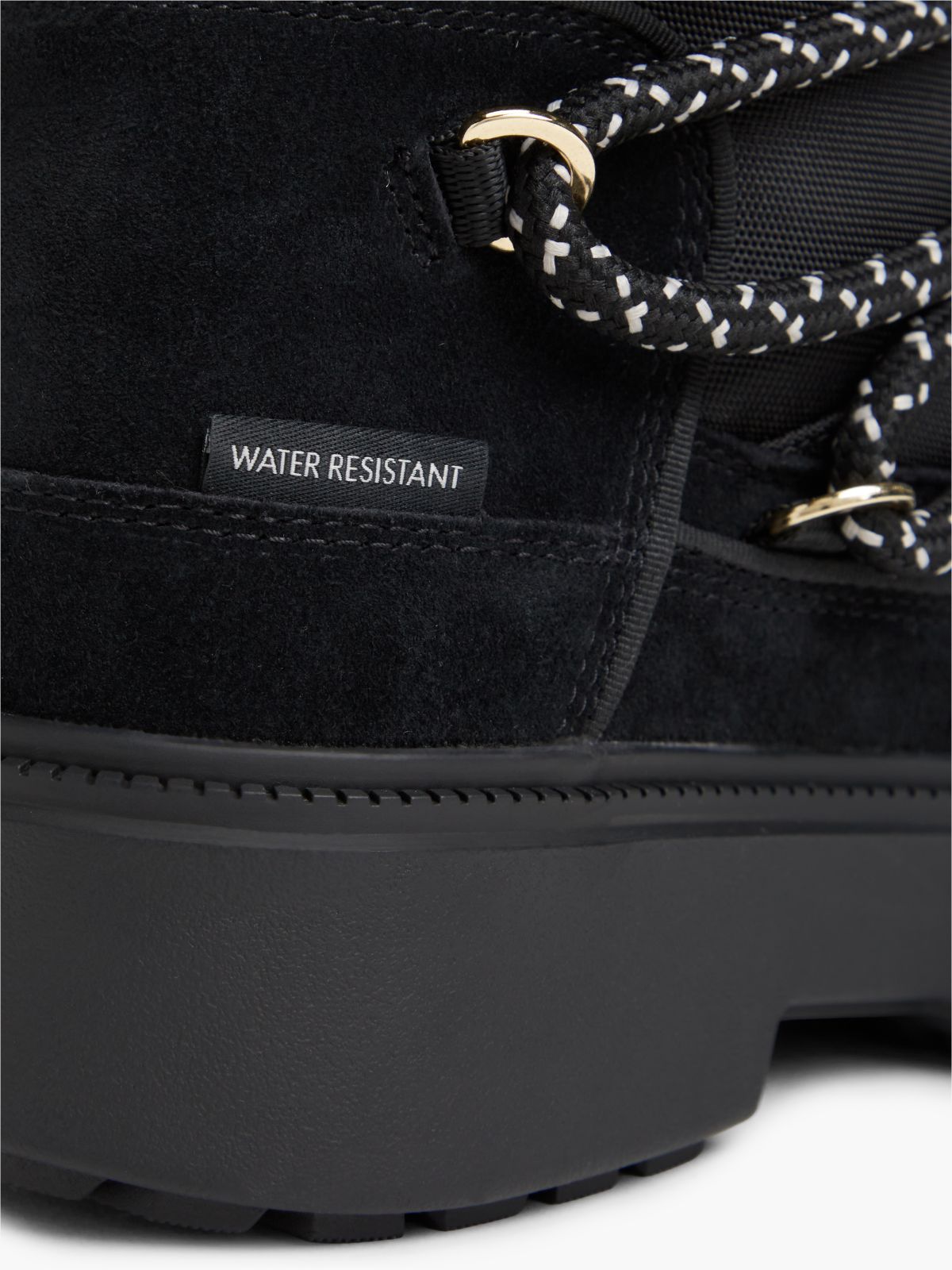 Water Resistant Cleat Lace-Up Snow Boots — Black