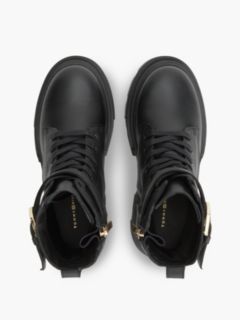 Waterproof Leather Chunky Lace-Up Boots — Black 3