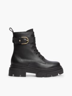 Waterproof Leather Chunky Lace-Up Boots — Black 1