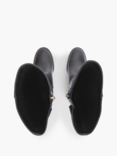 Leather Block Heel Riding Boots — Black 3