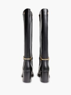 Leather Block Heel Riding Boots — Black 4