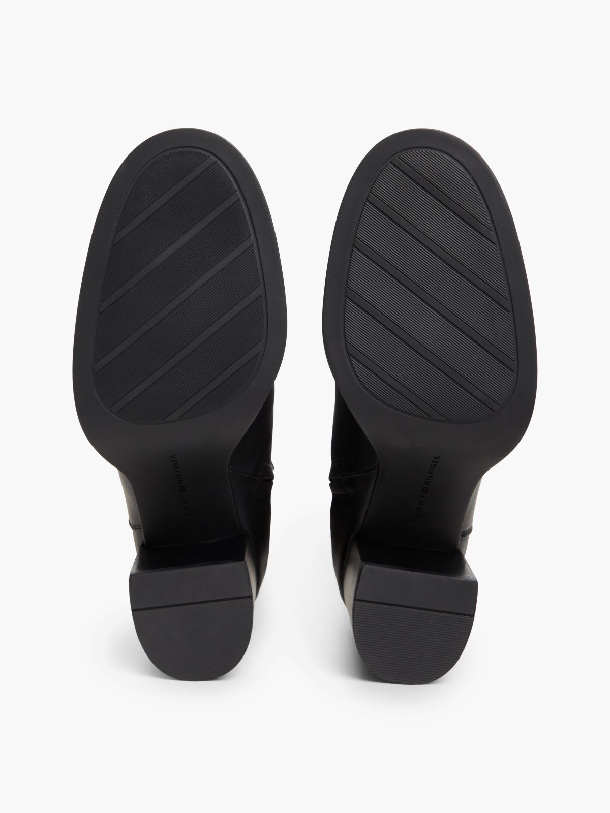 Leather Block Heel Riding Boots — Black
