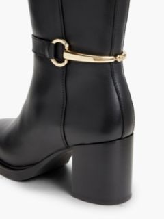 Leather Block Heel Riding Boots — Black 6