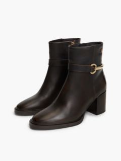 Block Heel Leather Riding Ankle Boots — Brown 2