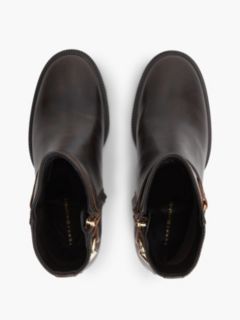 Block Heel Leather Riding Ankle Boots — Brown 3