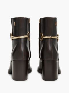 Block Heel Leather Riding Ankle Boots — Brown 4