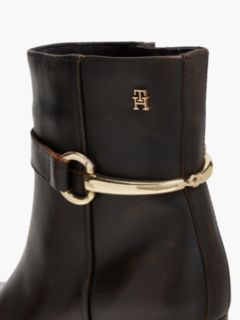 Block Heel Leather Riding Ankle Boots — Brown 6