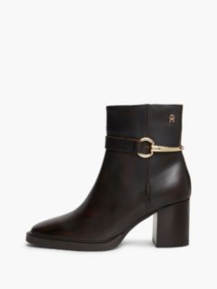 Block Heel Leather Riding Ankle Boots — Brown 7