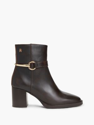 brown ankle boots aus leder im reiterstil für damen - tommy hilfiger