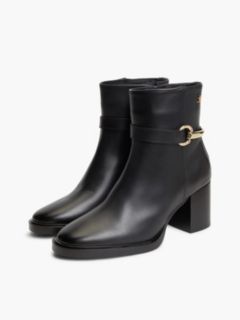 Block Heel Leather Riding Ankle Boots — Black 2