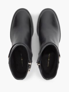 Block Heel Leather Riding Ankle Boots — Black 3