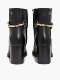 Block Heel Leather Riding Ankle Boots — Black 4