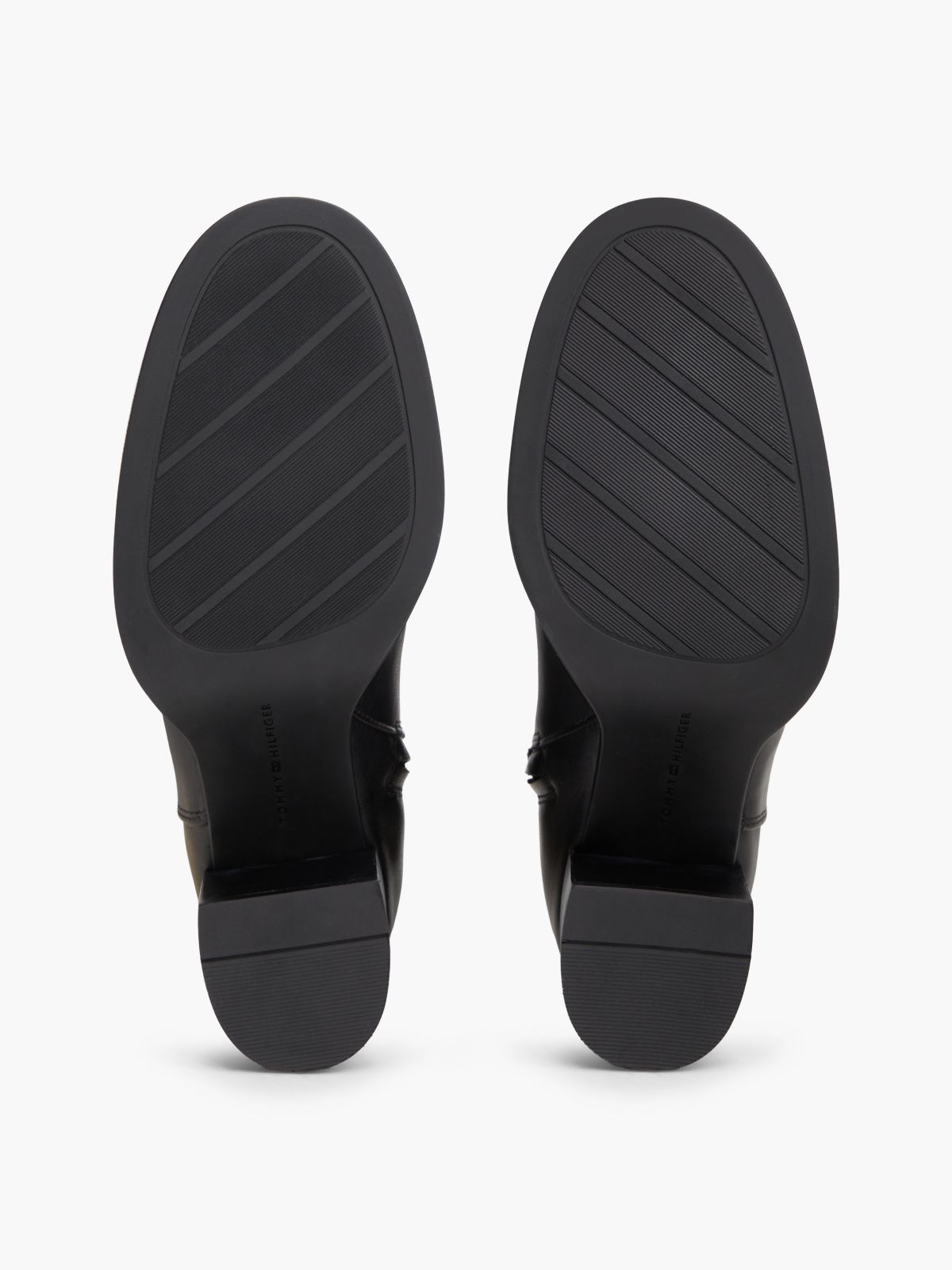Block Heel Leather Riding Ankle Boots — Black