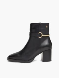 Block Heel Leather Riding Ankle Boots — Black 7
