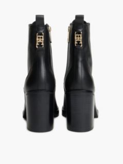 Leather Square Toe Lace-Up Boots — Black 4