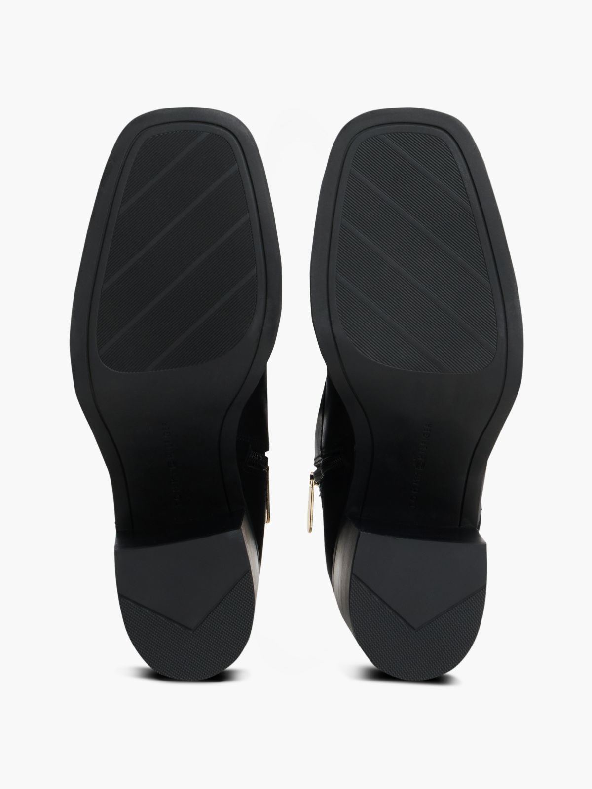 Leather Square Toe Lace-Up Boots — Black