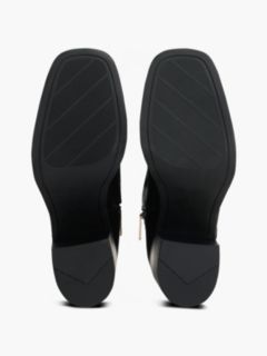 Leather Square Toe Lace-Up Boots — Black 5