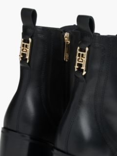 Leather Square Toe Lace-Up Boots — Black 6