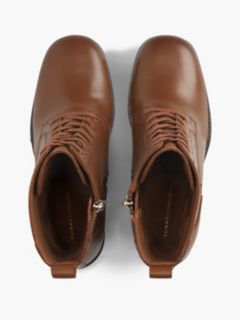 Leather Square Toe Lace-Up Boots — Brown 3