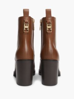 Leather Square Toe Lace-Up Boots — Brown 4