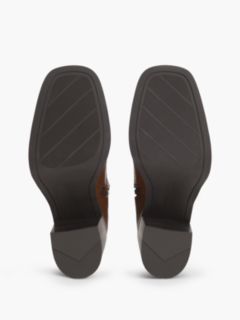 Leather Square Toe Lace-Up Boots — Brown 5