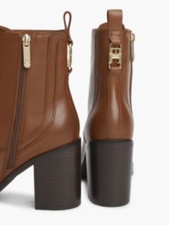 Leather Square Toe Lace-Up Boots — Brown 6