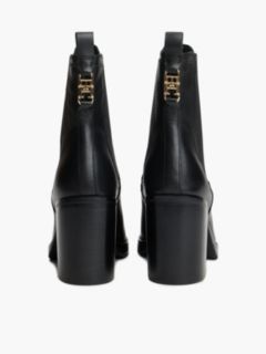Leather Square Toe Block Heel Chelsea Boots — Black 4