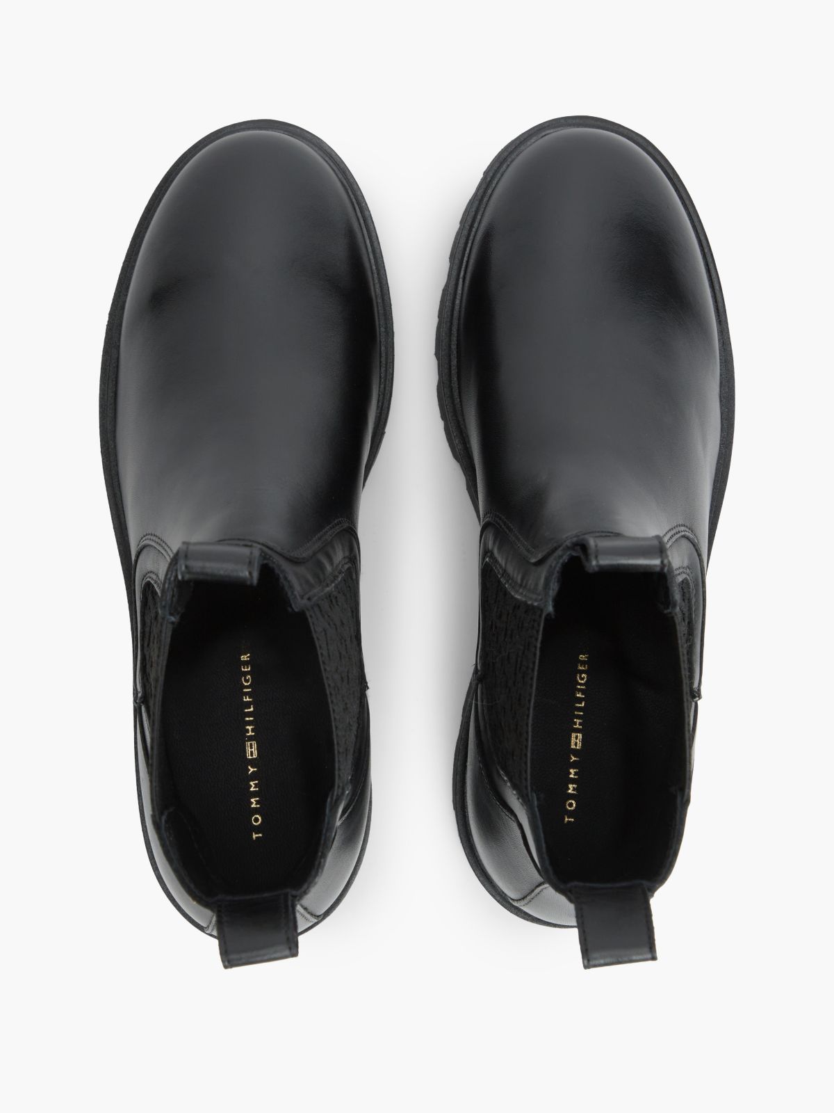 Leather TH Monogram Panel Chelsea Boots — Black