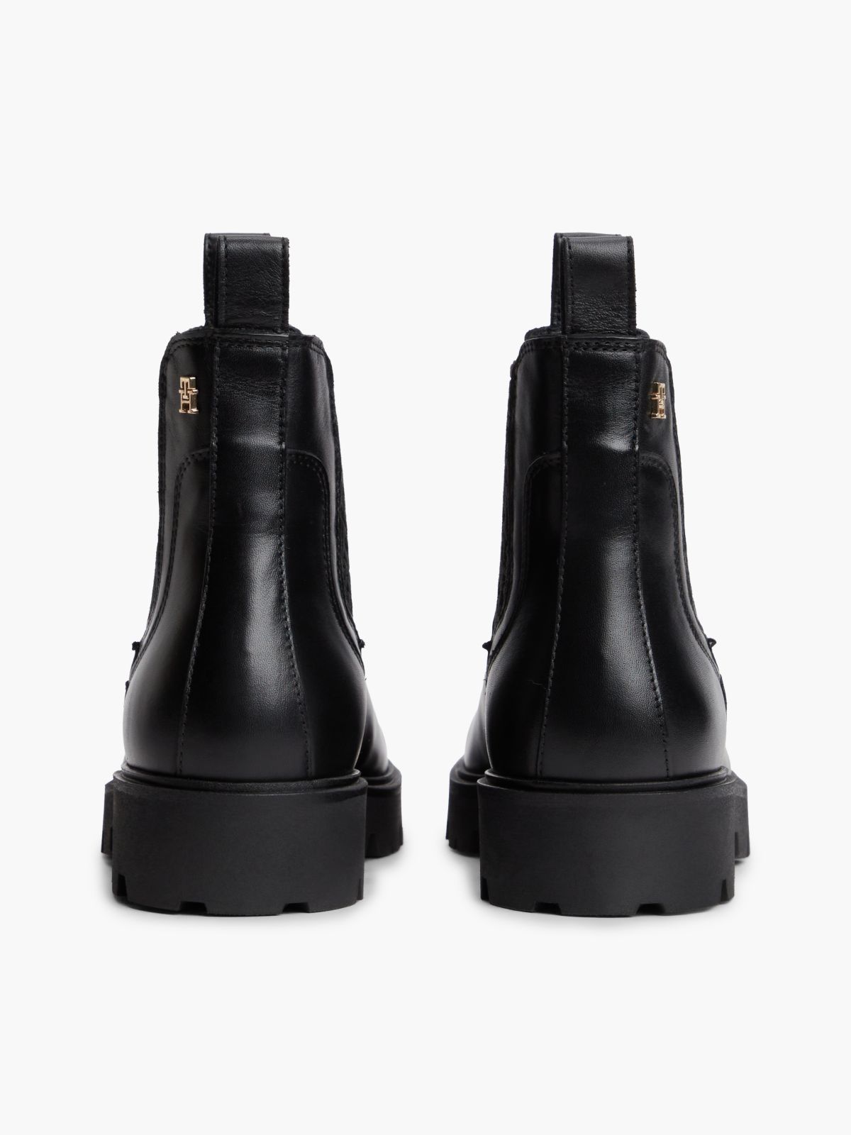 Leather TH Monogram Panel Chelsea Boots — Black