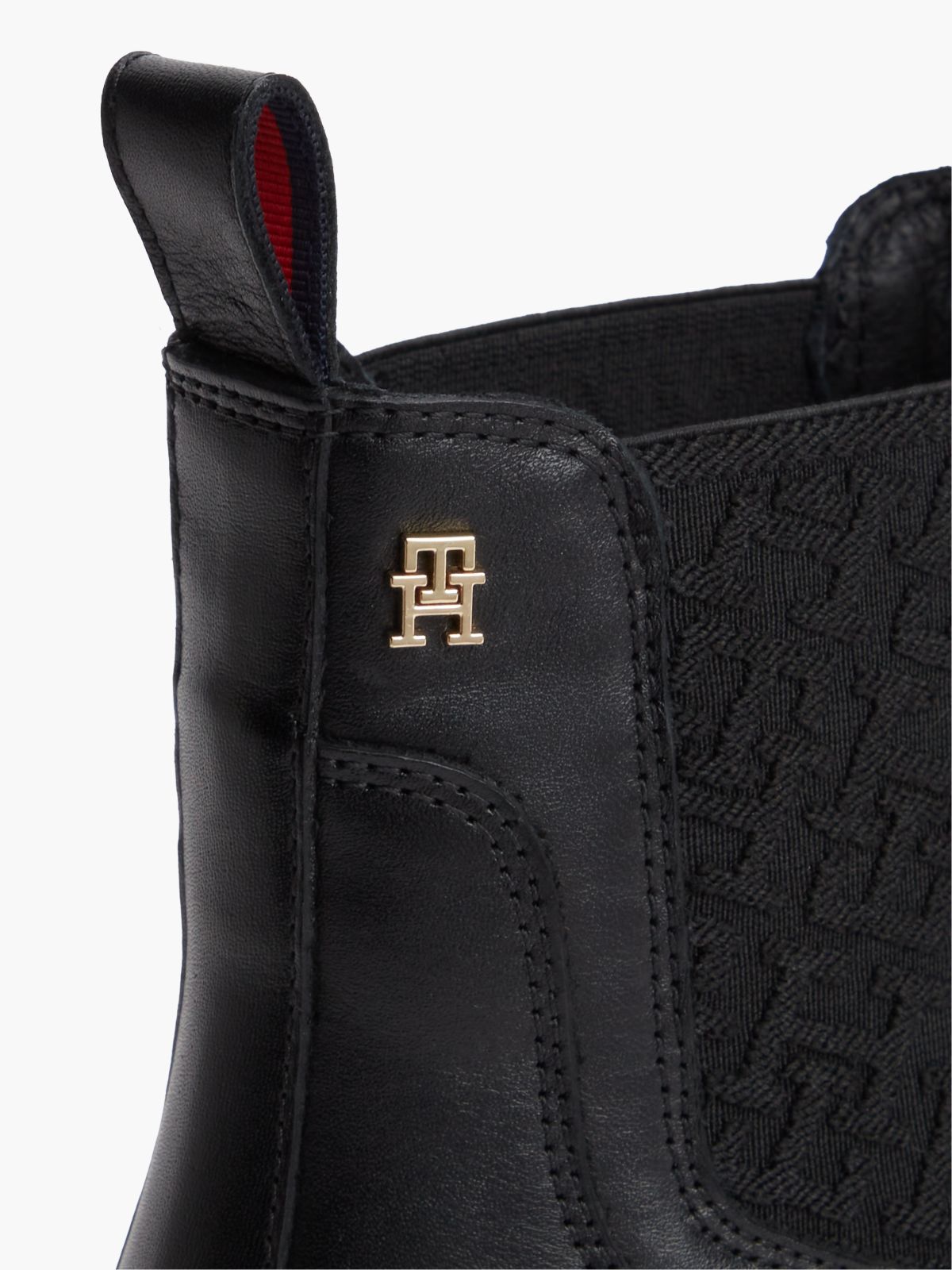 Leather TH Monogram Panel Chelsea Boots — Black