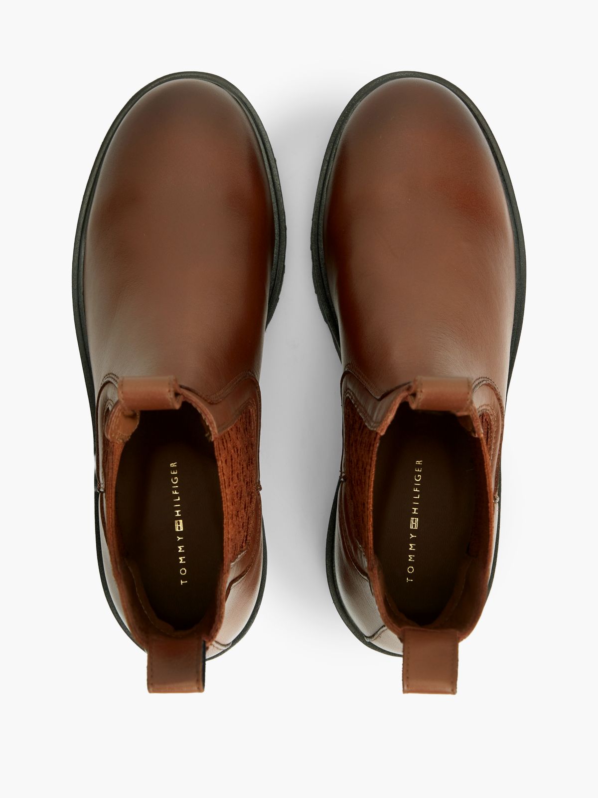 Leather TH Monogram Panel Chelsea Boots — Brown