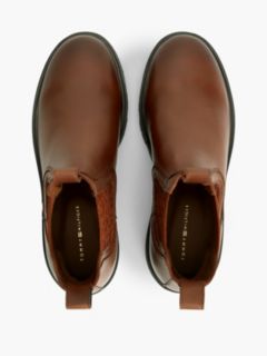 Leather TH Monogram Panel Chelsea Boots — Brown 3