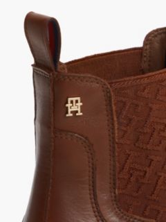 Leather TH Monogram Panel Chelsea Boots — Brown 6