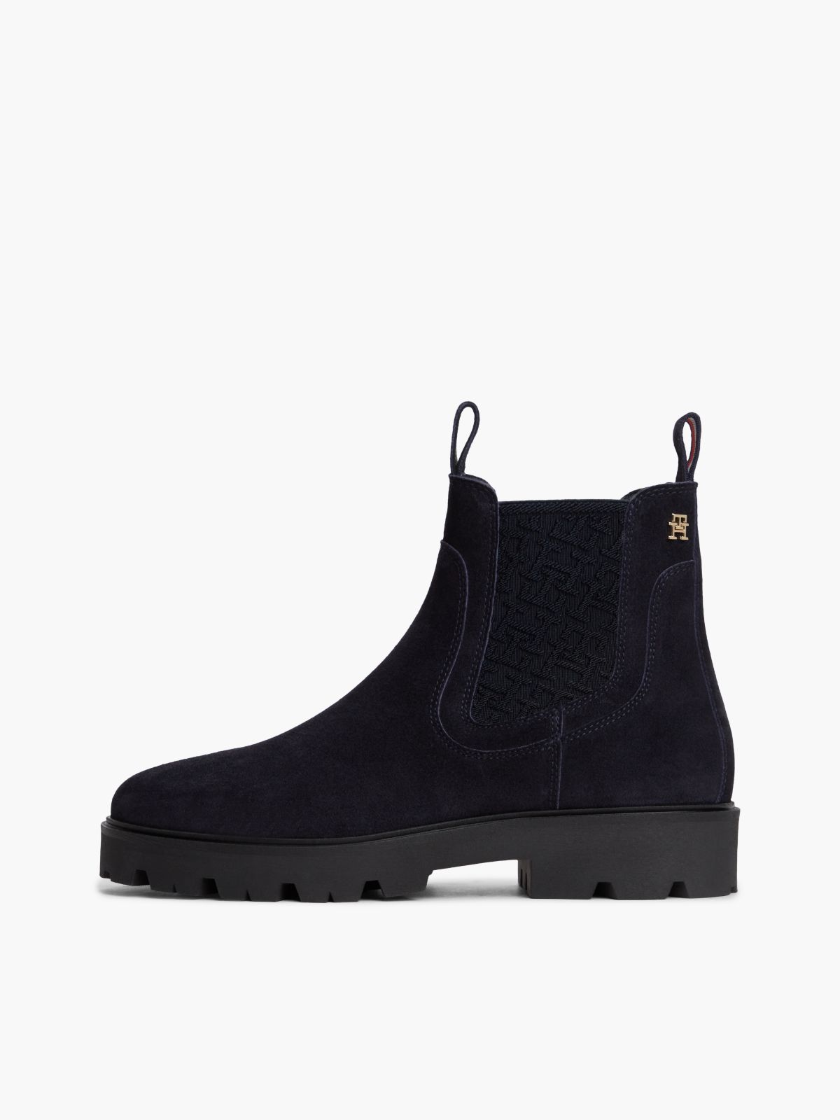 Suede TH Monogram Panel Chelsea Boots — Blue