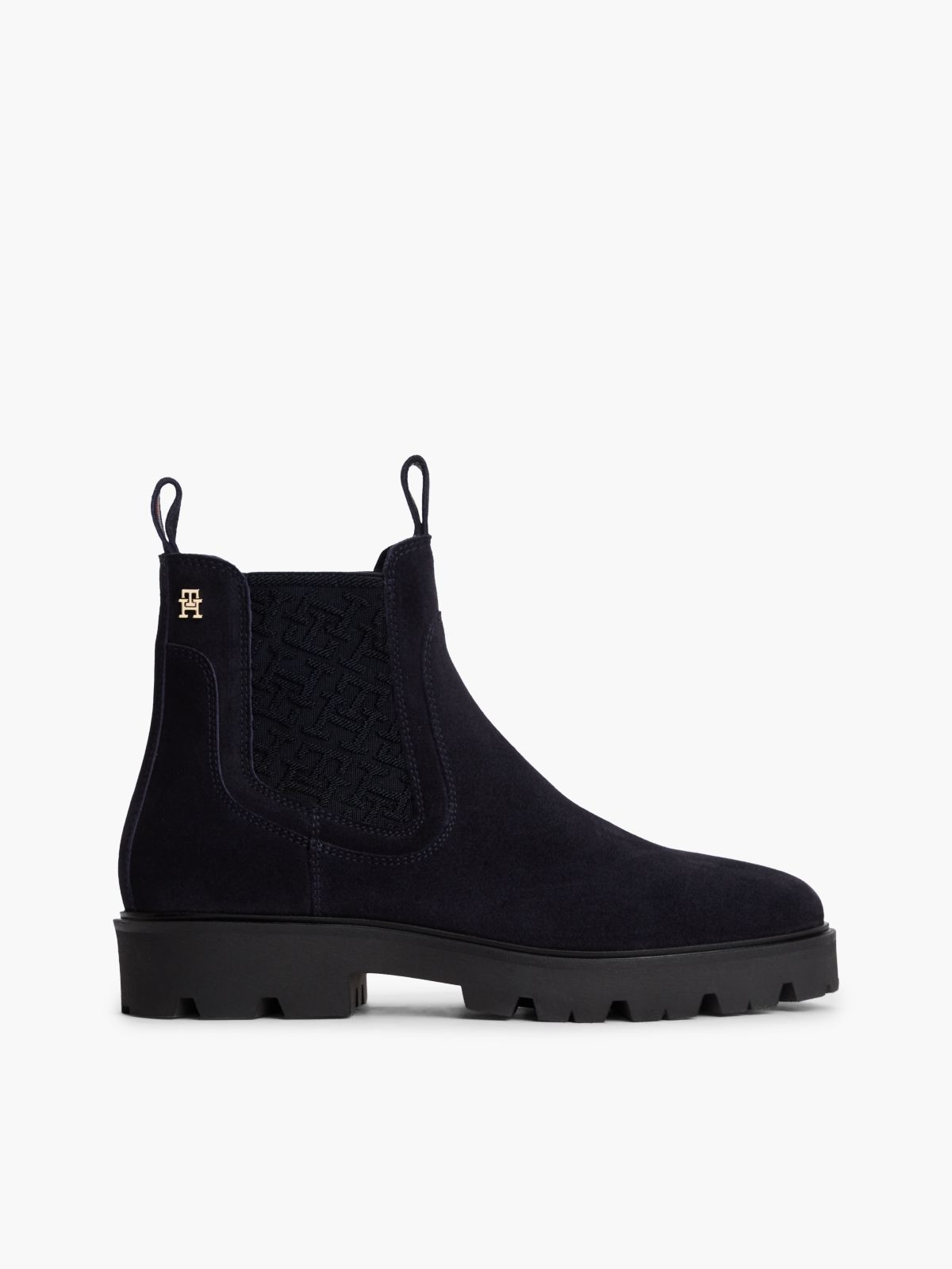 Suede TH Monogram Panel Chelsea Boots — Blue