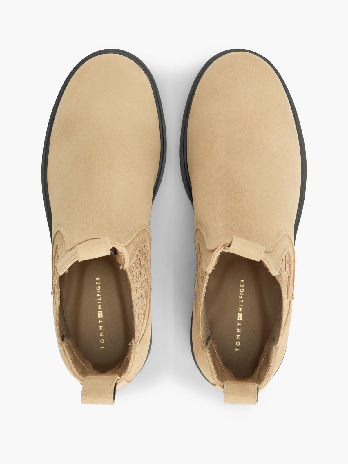 Suede TH Monogram Panel Chelsea Boots — Khaki