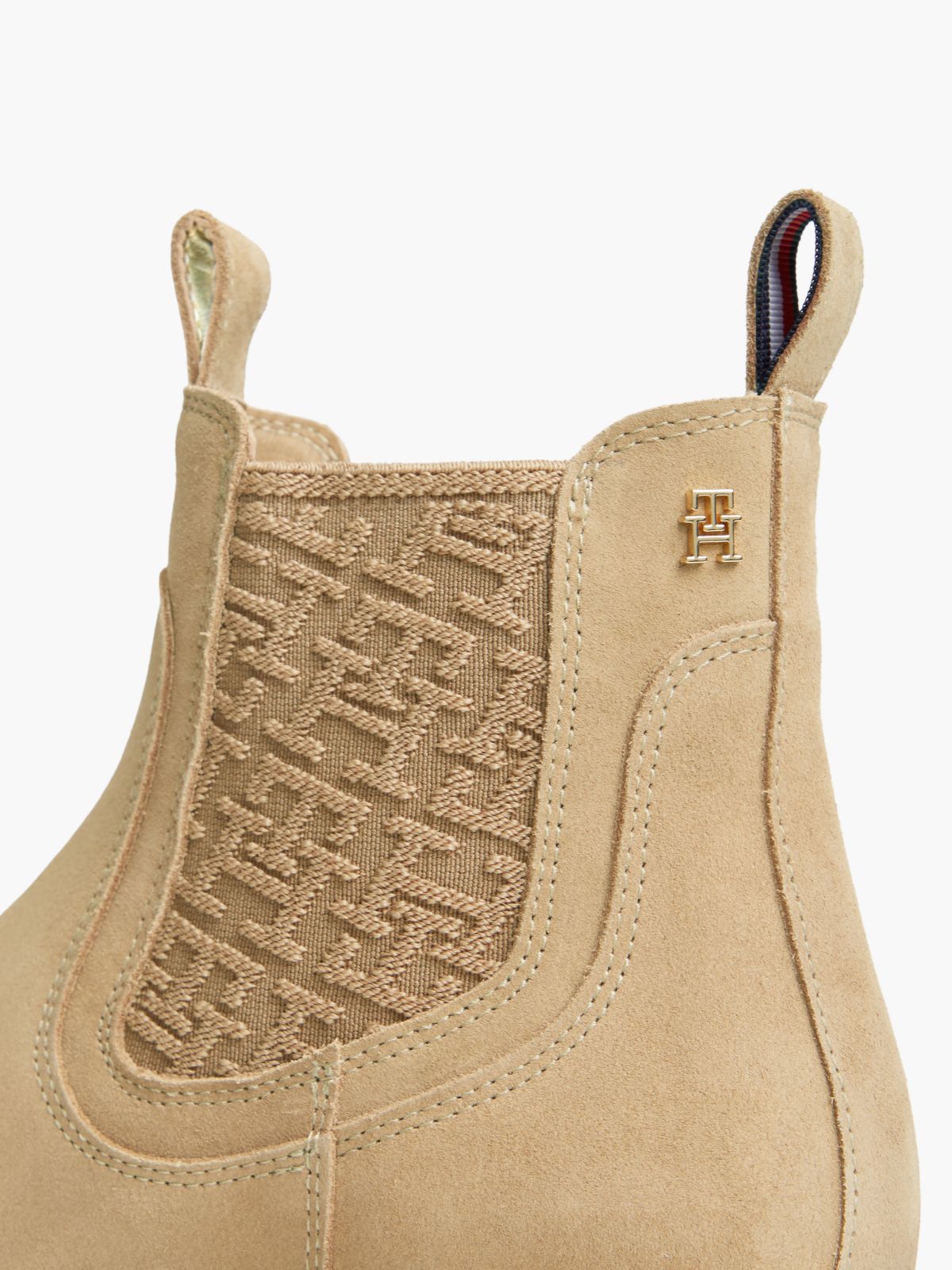 Suede TH Monogram Panel Chelsea Boots — Khaki