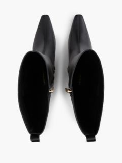 Kitten Heel Leather Knee-High Boots — Black 3