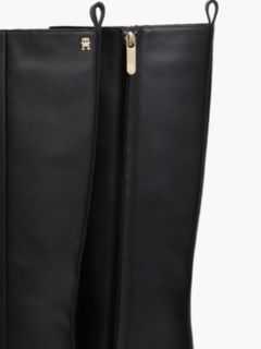 Kitten Heel Leather Knee-High Boots — Black 6