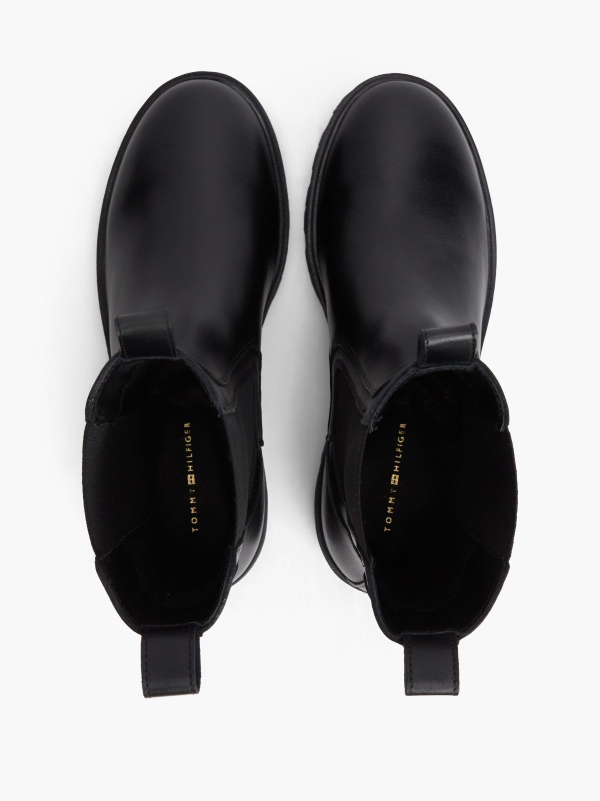 Leather Cleat High Chelsea Boots — Black
