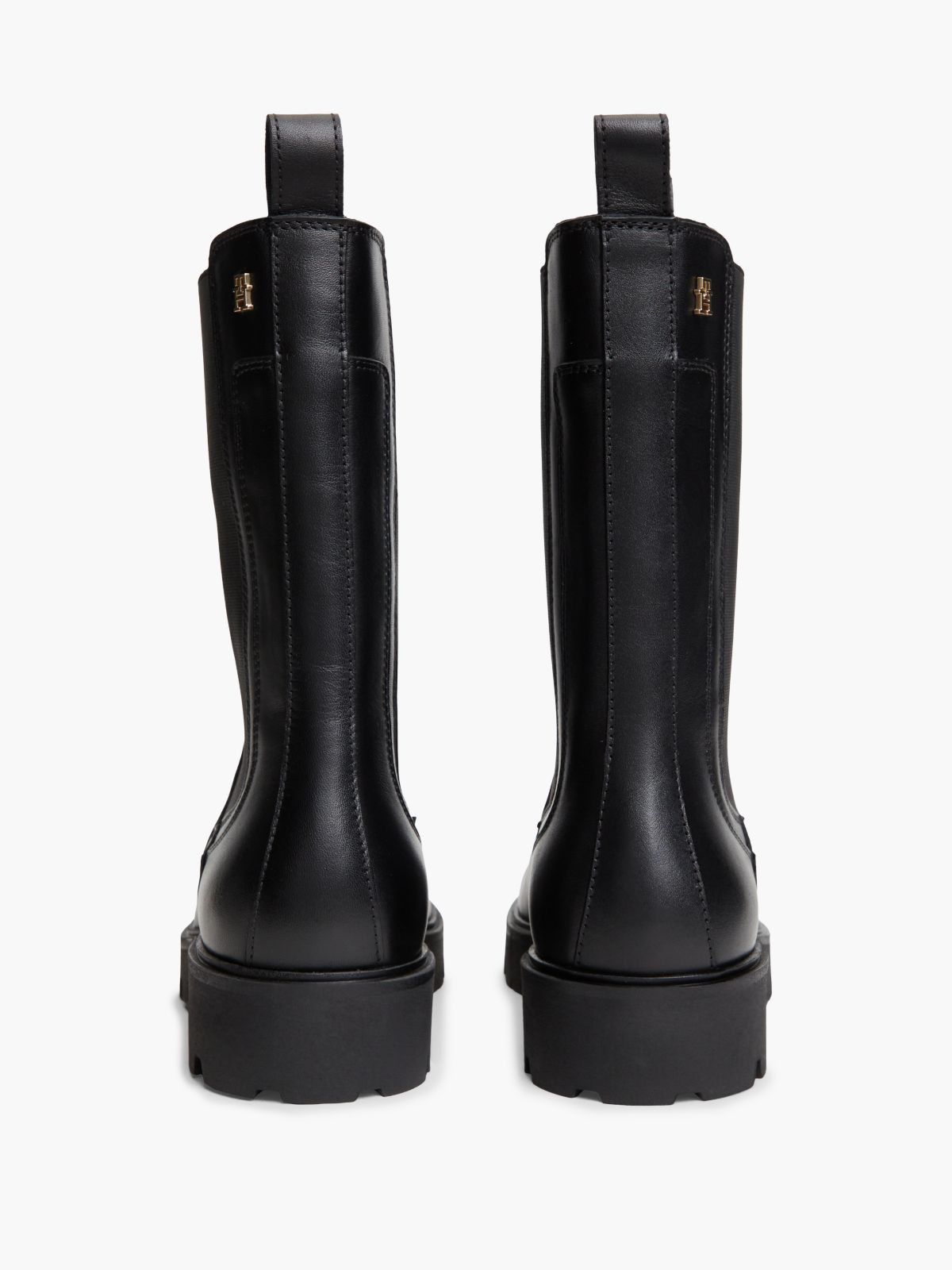 Leather Cleat High Chelsea Boots — Black