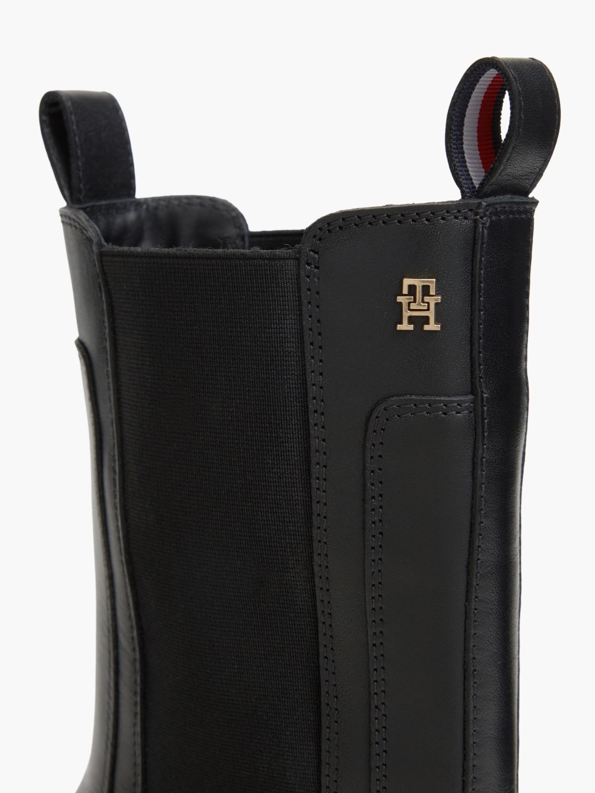 Leather Cleat High Chelsea Boots — Black