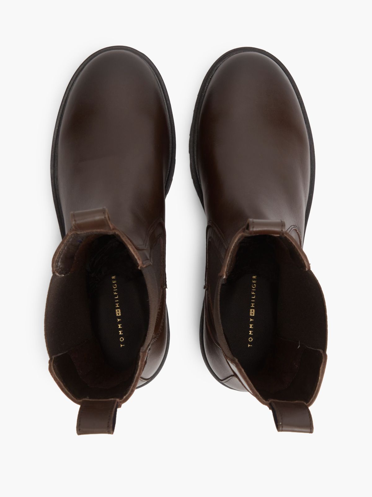 Leather Cleat High Chelsea Boots — Brown
