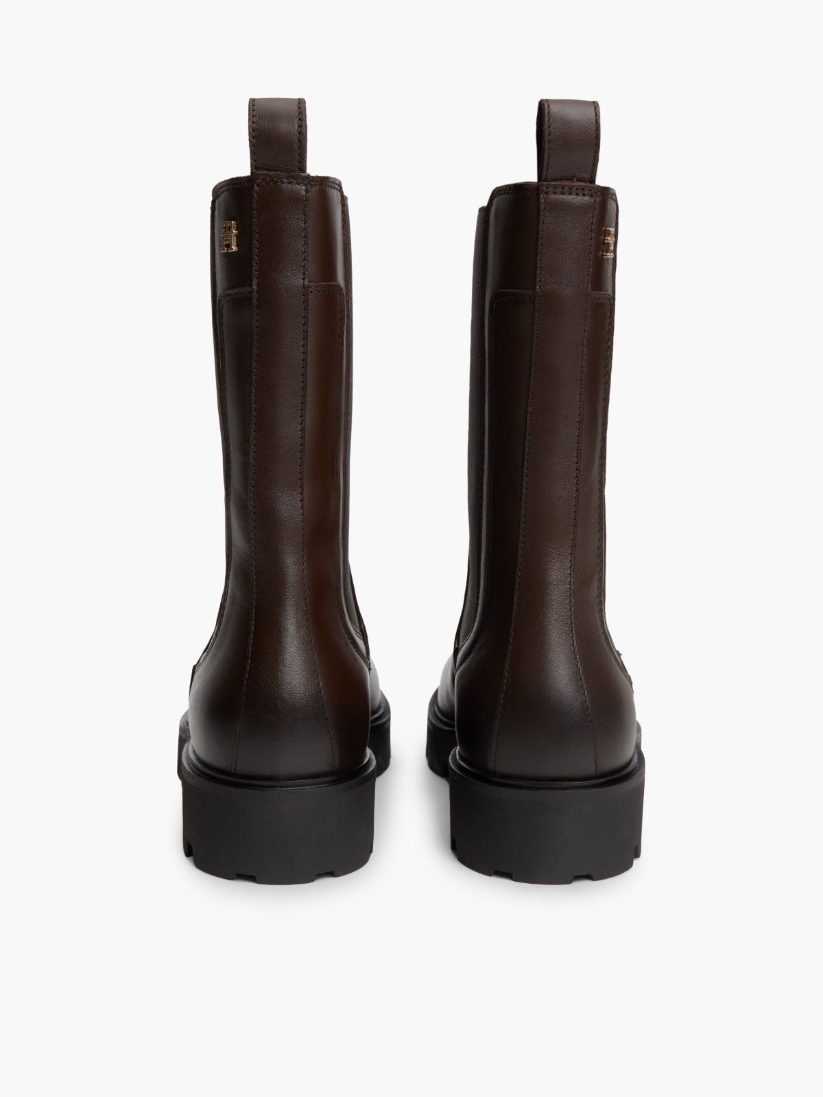 Leather Cleat High Chelsea Boots — Brown