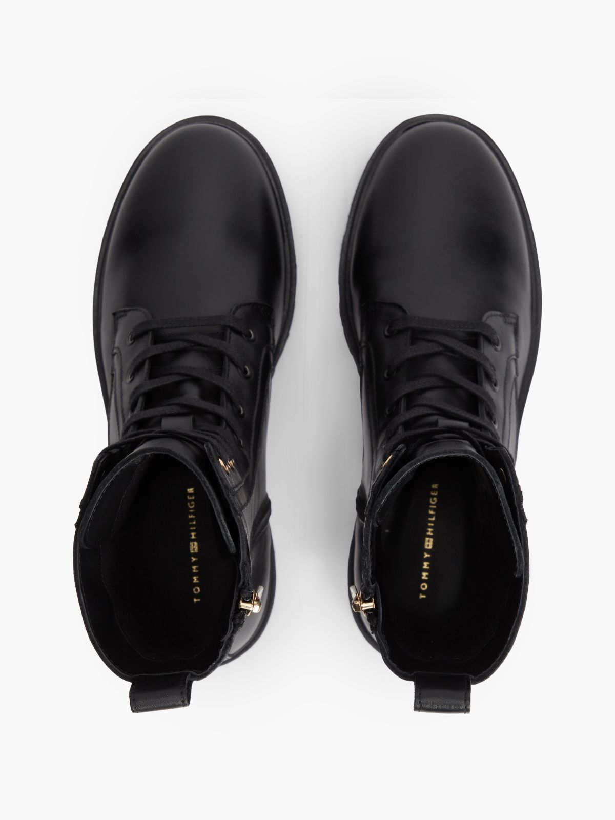 TH Monogram Leather Lace-Up Boots — Black