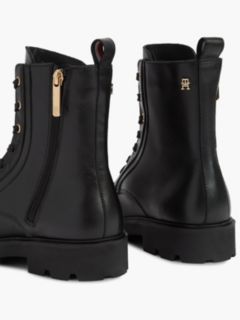 TH Monogram Leather Lace-Up Boots — Black 6