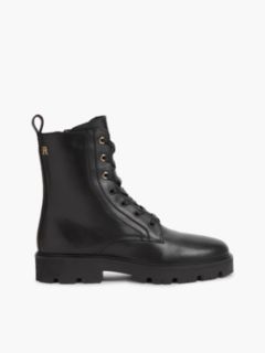 TH Monogram Leather Lace-Up Boots — Black 1